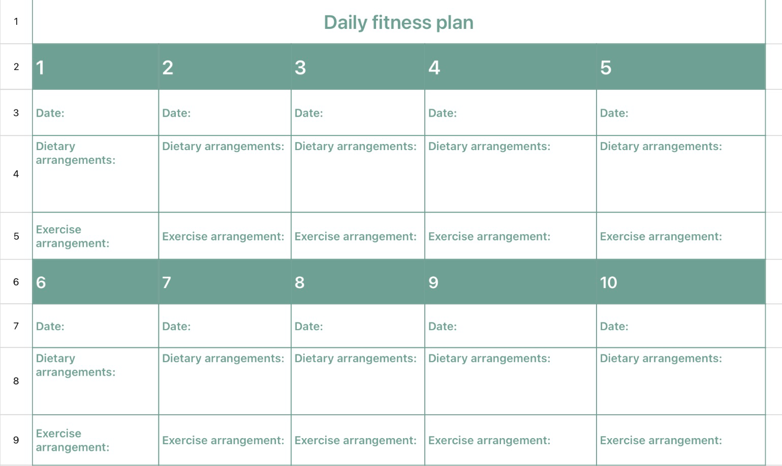 Daily fitness schedule 1